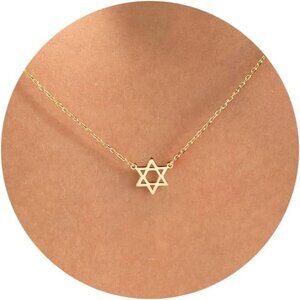 ⚡Gold Star of David Necklace for Women Men Minimalist Jewish Symbol Jewelry Gift